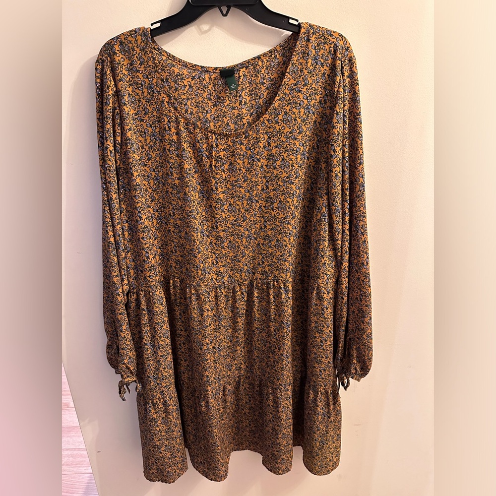 Yellow floral dress - 2X